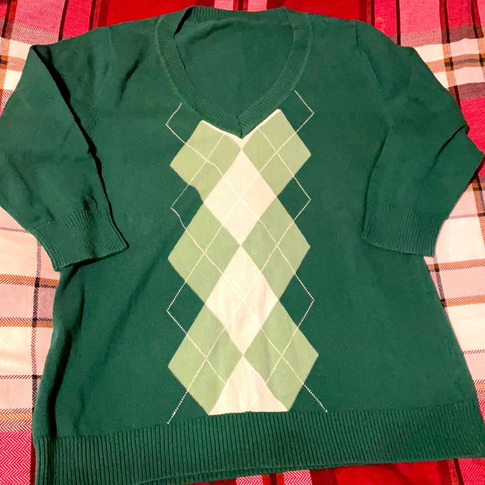 Plaid Accent Knit Top
